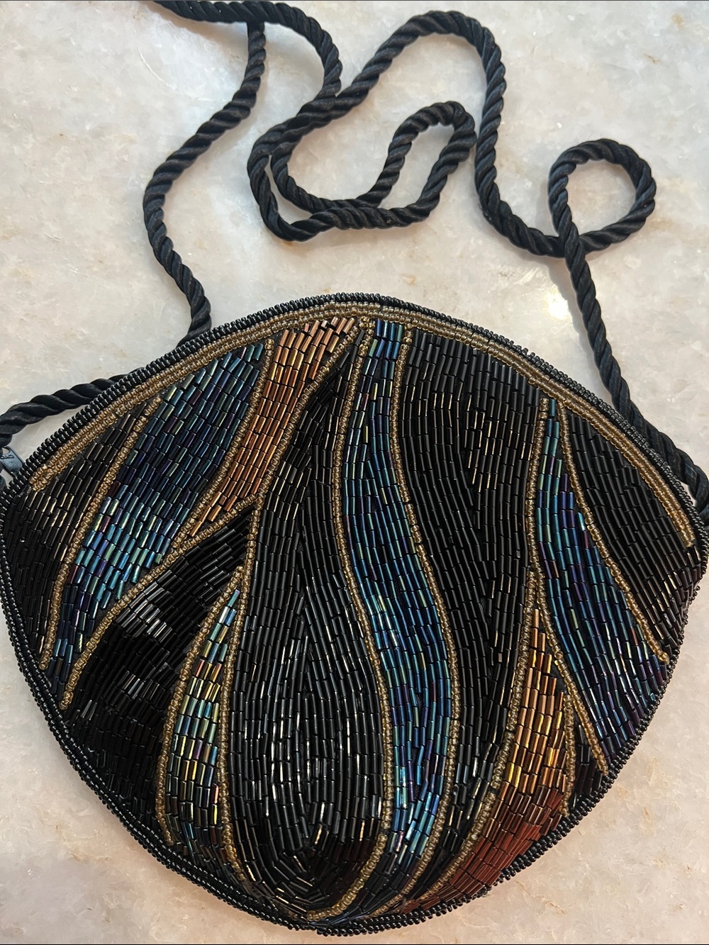 Beaded Retro Crescent Bag - Multi-Accent